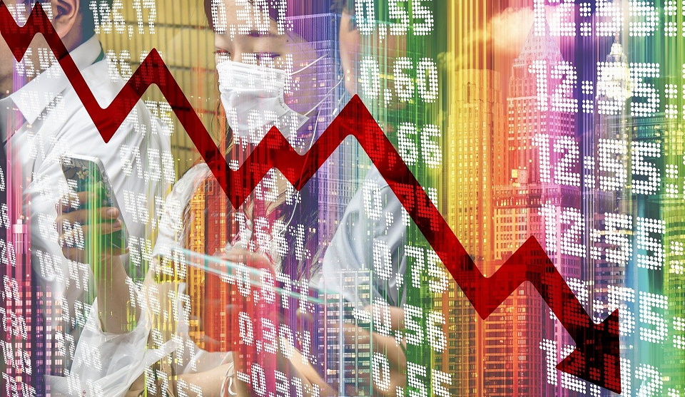 Decreasing line graph in the economy.
