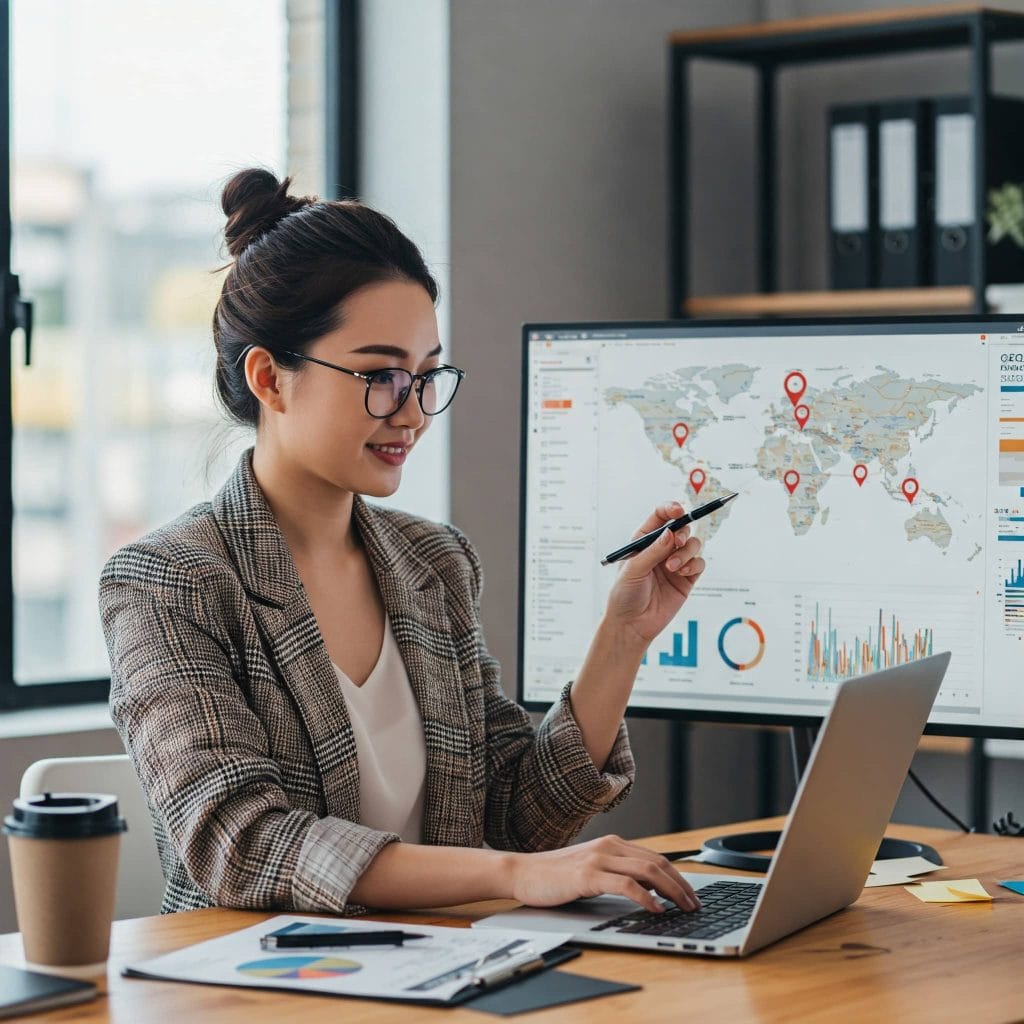 Una SEO profesional aplicando tecnicas de GEO.