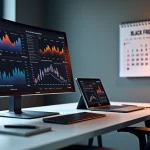 Un computador sobre escritorio para prompts en chatgpt para Black Friday.