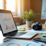 Una laptop encima de un escritorio para optimizacion de contenido.